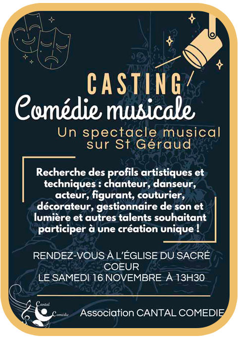 affiche casting artiste cantal comedie